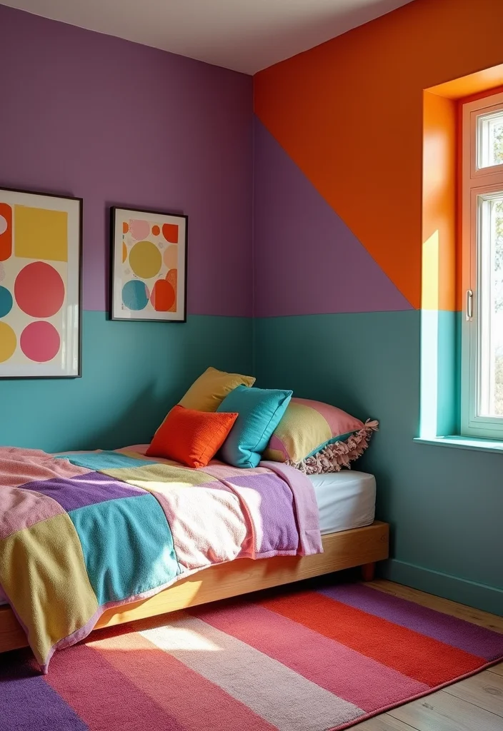 10 Trendy Dorm Room Color Schemes That Will Transform Your Space Instantly! - 9. Vibrant Color Blocking 1