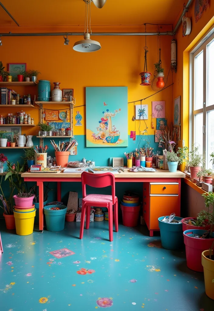 12 Inspiring Garage Workspace Ideas That'll Make You Want to Get to Work ASAP! - 8. Bright and Bold