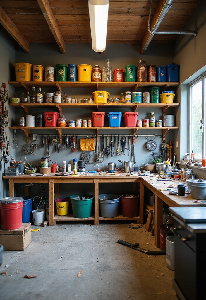 12 Inspiring Garage Workspace Ideas That'll Make You Want to Get to Work ASAP! - 9. Organized Chaos