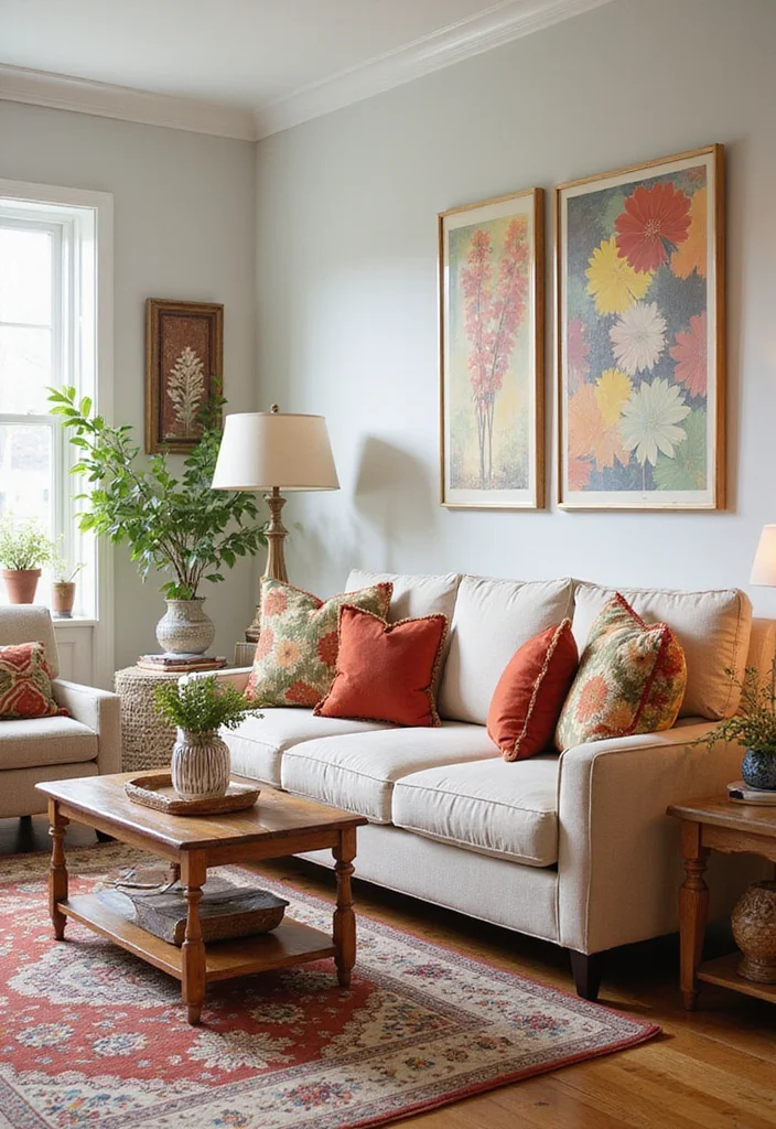 12 Living Room Decor Ideas That'll Make You Want to Snuggle Up and Never Leave! - 10. Seasonal Decor for a Fresh Feel