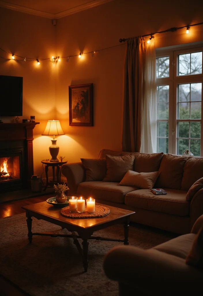 12 Living Room Decor Ideas That'll Make You Want to Snuggle Up and Never Leave! - 2. Warm Lighting for Cozy Ambiance