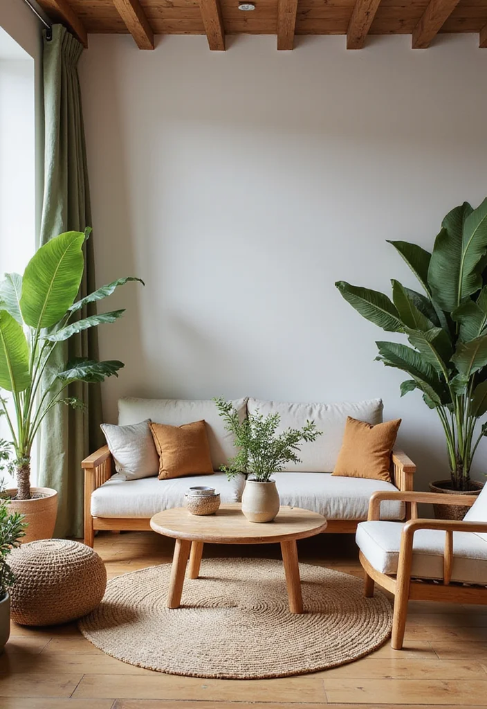 12 Living Room Decor Ideas That'll Make You Want to Snuggle Up and Never Leave! - 4. Natural Elements for a Warm Touch