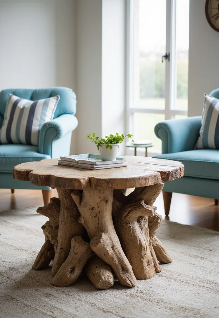 15 Nautical Decor Ideas That'll Make Your Home Feel Like a Coastal Paradise! - 1. Driftwood Furniture Creations 1
