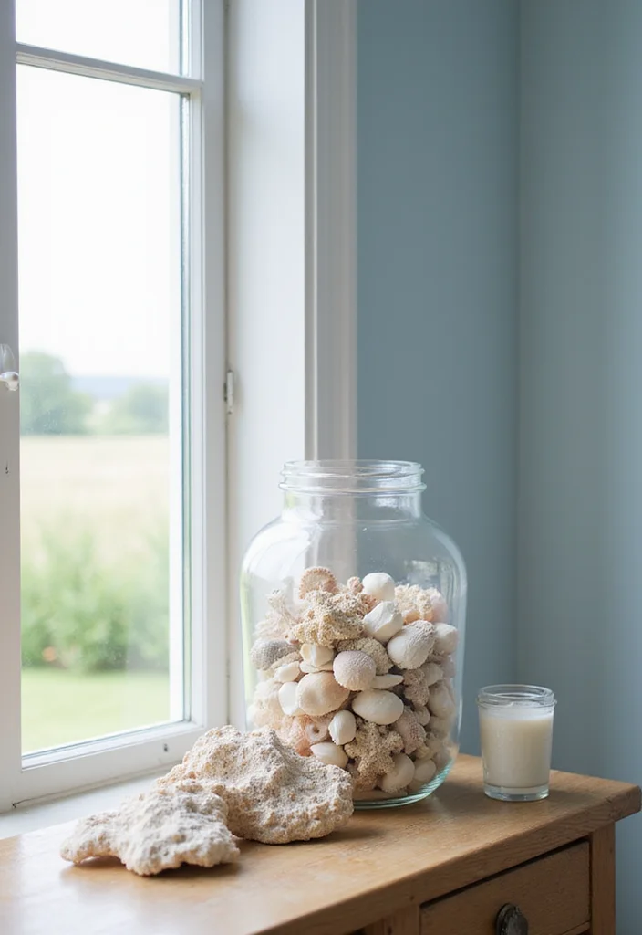 15 Nautical Decor Ideas That'll Make Your Home Feel Like a Coastal Paradise! - 6. Seashell and Coral Displays 1