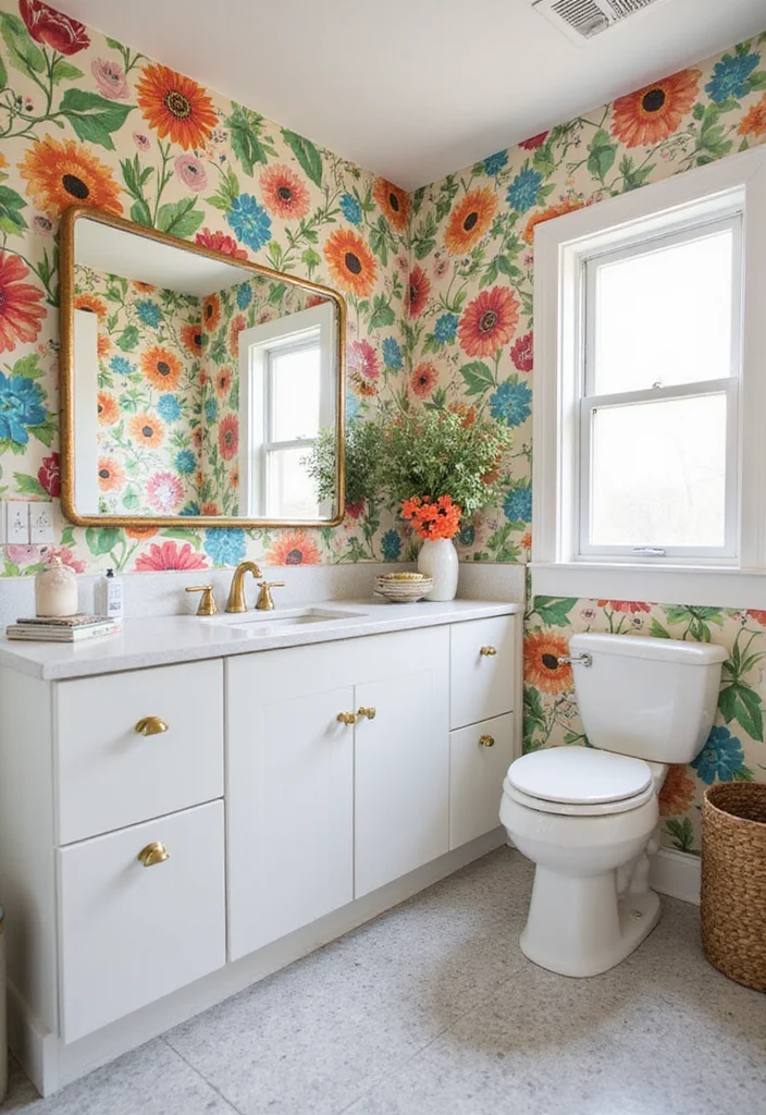 18 Jaw-Dropping Bathroom Transformations Under $500 (You Won't Believe #12!) - 6. Creative Use of Wallpaper
