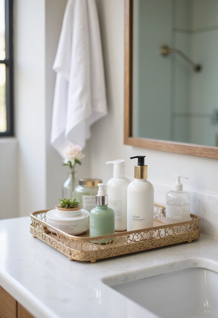 21 Bathroom Storage Hacks That'll Transform Your Tiny Space into a Dream Oasis! - 21. Use Decorative Trays 1