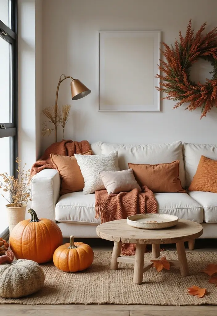 25 Cozy Living Room Decor Ideas That Will Make You Want to Snuggle Up Forever! - 23. Seasonal Decor