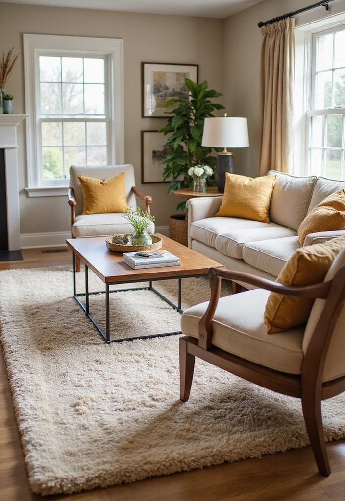25 Living Room Ideas That'll Make Your Home the Coziest Spot on the Block! - 18. Use Area Rugs for Warmth 1