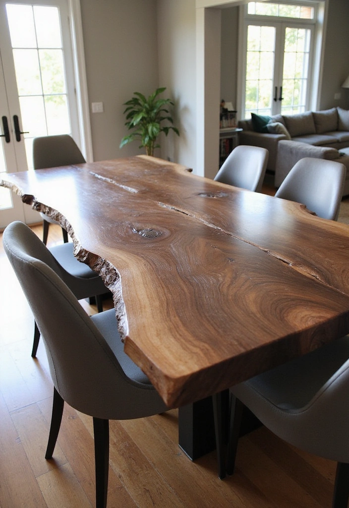 25 Rustic Wood Home Decor Ideas That'll Make You Say 'Wow!' (#14 Is a Game-Changer!) - 1. Custom Live Edge Tables