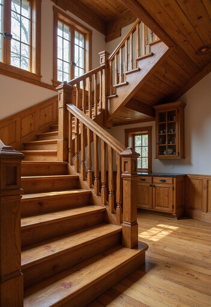 25 Rustic Wood Home Decor Ideas That'll Make You Say 'Wow!' (#14 Is a Game-Changer!) - 17. Wooden Staircase