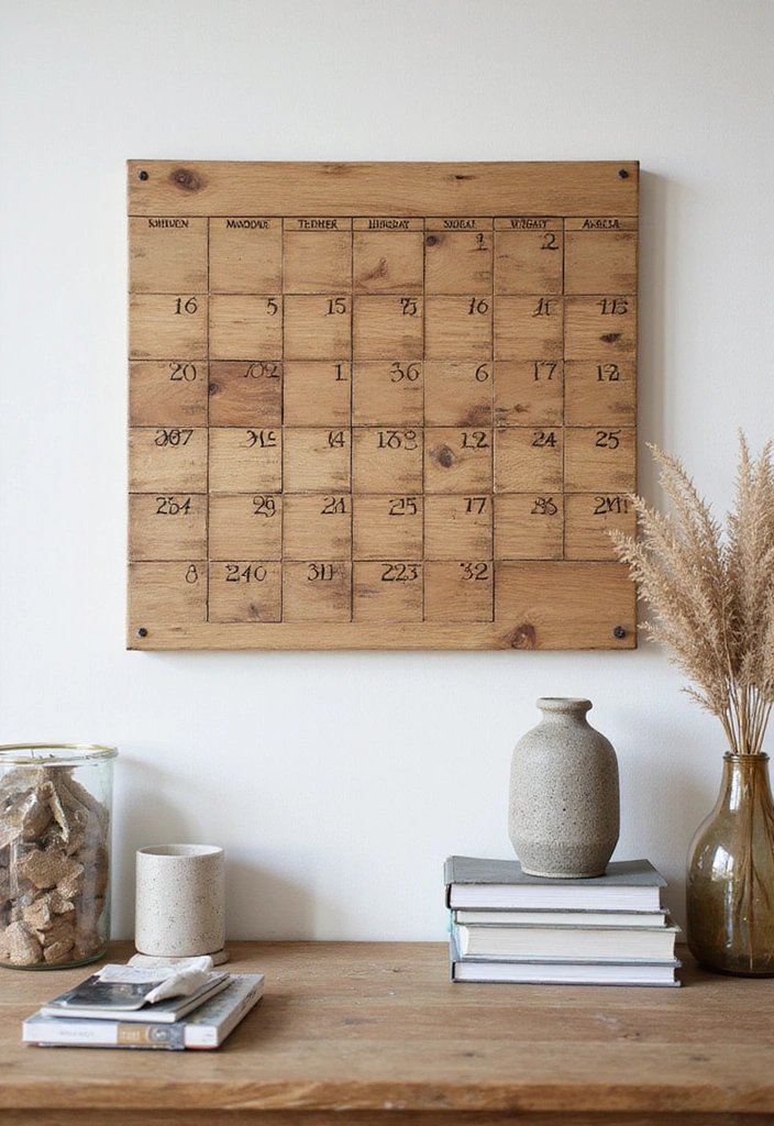 25 Rustic Wood Home Decor Ideas That'll Make You Say 'Wow!' (#14 Is a Game-Changer!) - 23. Wooden Wall Calendar