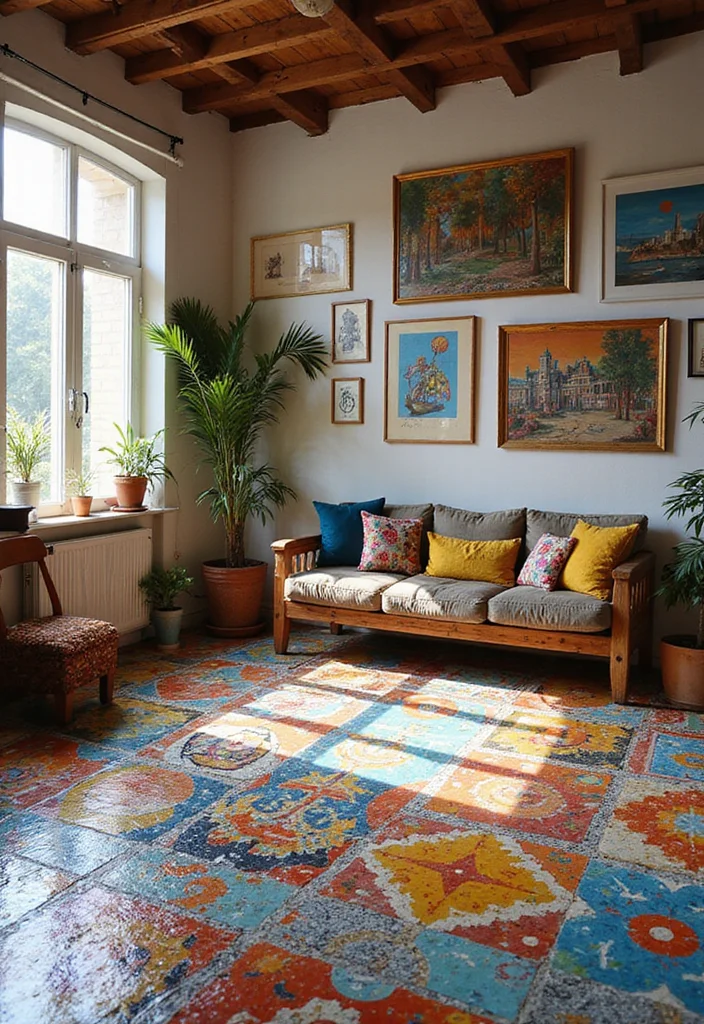 10 Stunning 3D Epoxy Floor Designs That Will Transform Your Home! - 4. Artistic Mosaic 1