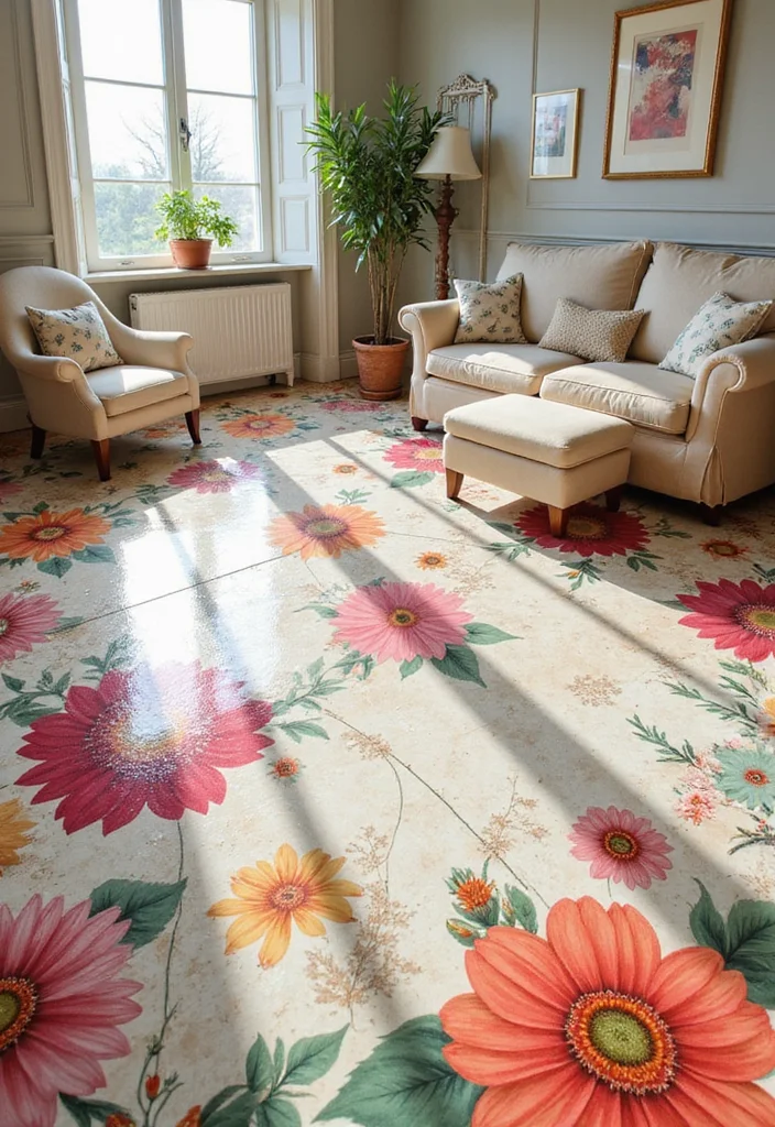10 Stunning 3D Epoxy Floor Designs That Will Transform Your Home! - 6. Floral Elegance 1
