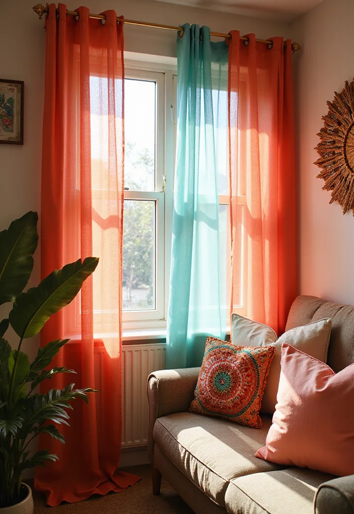12 Bohemian Summer Room Ideas That'll Brighten Your Spirit (You Won't Believe #6!) - 4. Colorful Curtains 1