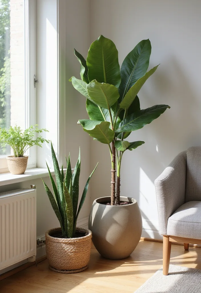12 Stunning Room with Plants Ideas That’ll Transform Your Space Forever! - 1. Create a Statement Corner with Tall Plants 1