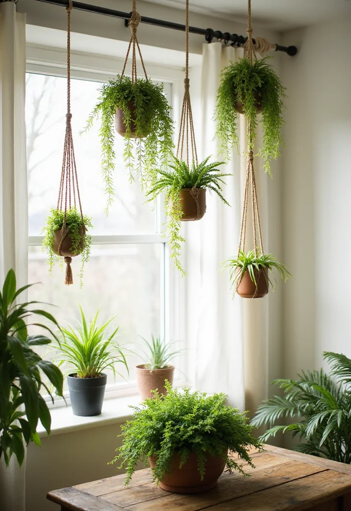 12 Stunning Room with Plants Ideas That’ll Transform Your Space Forever! - 3. Hanging Plants for a Dramatic Effect 1