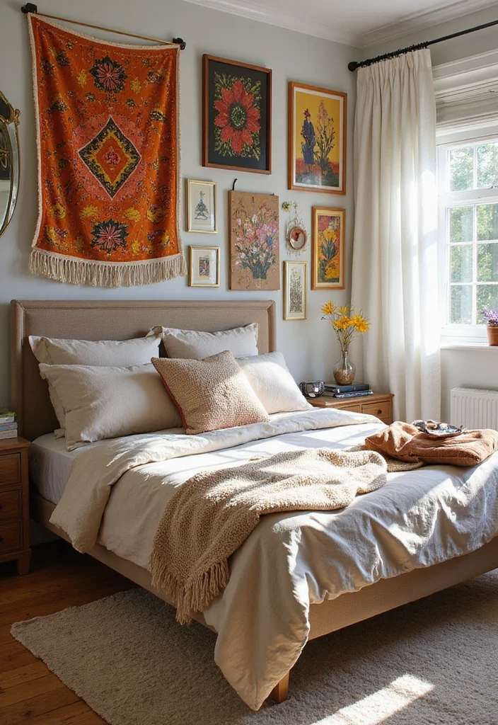 18 Stunning Bohemian Bedroom Inspirations That Will Transform Your Space! - 4. Bold Wall Art 1