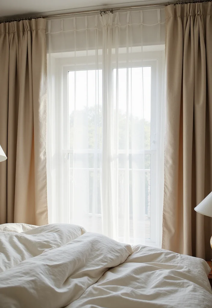 18 Tranquil Bedroom Makeover Ideas That'll Make You Want to Stay in Bed Forever (Check Out #12!) - 13. Cozy Window Treatments for Softness and Privacy 1