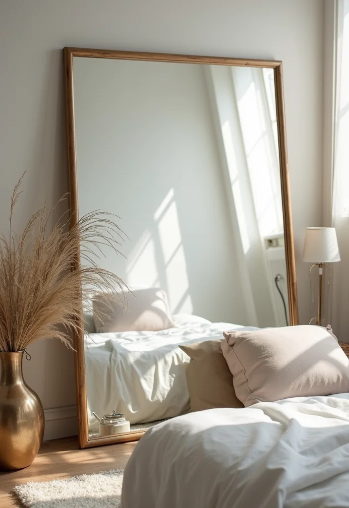 18 Tranquil Bedroom Makeover Ideas That'll Make You Want to Stay in Bed Forever (Check Out #12!) - 17. Incorporating Reflective Surfaces for Depth 1