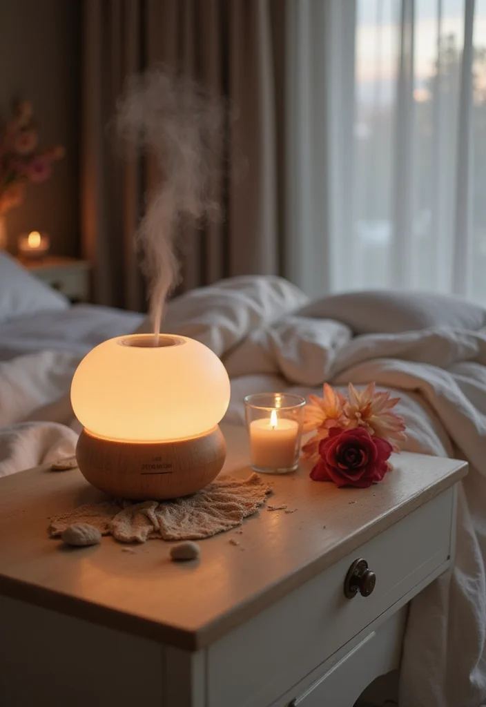 18 Tranquil Bedroom Makeover Ideas That'll Make You Want to Stay in Bed Forever (Check Out #12!) - 9. Aromatherapy for a Relaxing Atmosphere 1