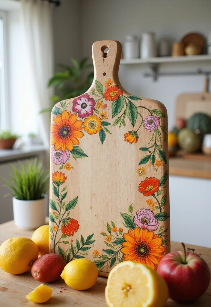25 DIY Wooden Cutting Board Projects You Can Make This Weekend (Get Ready for #9!) - 11. Colorful Painted Board 1