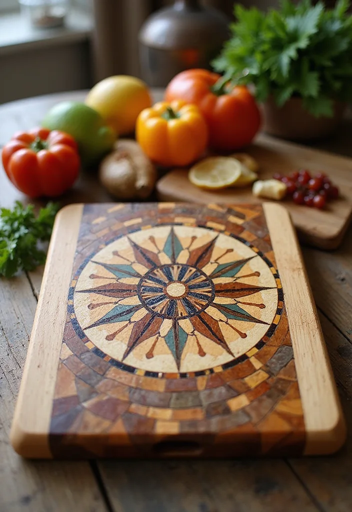 25 DIY Wooden Cutting Board Projects You Can Make This Weekend (Get Ready for #9!) - 22. Mosaic Inlay Board 1