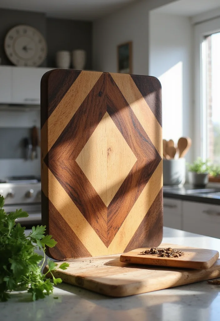25 DIY Wooden Cutting Board Projects You Can Make This Weekend (Get Ready for #9!) - 4. Geometric Pattern Board 1