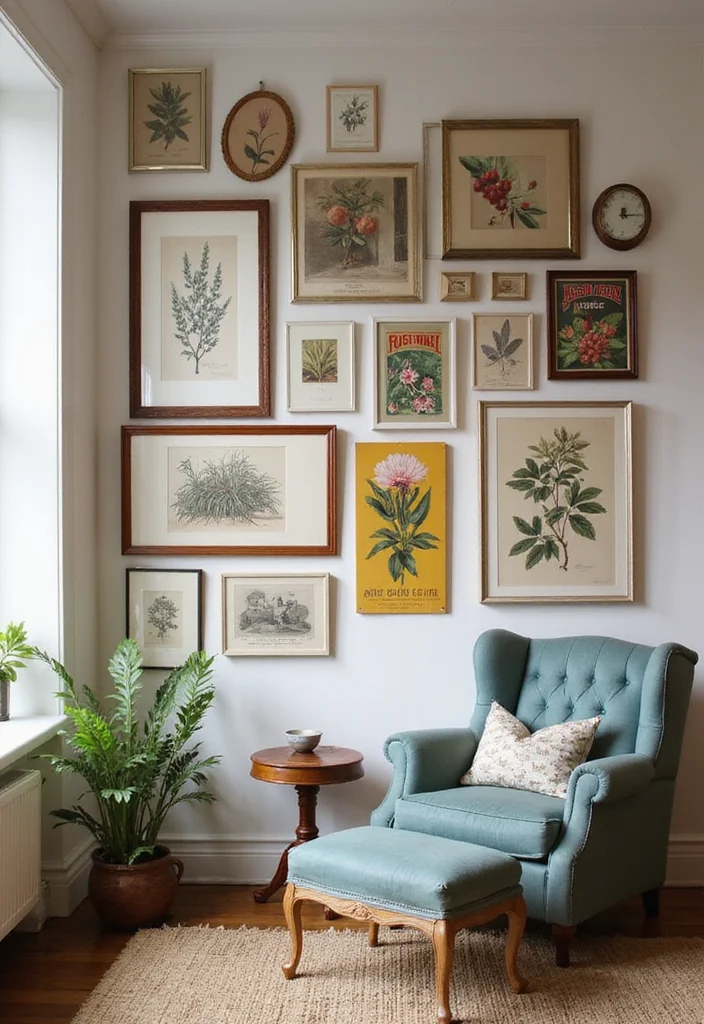25 Vintage Wall Decor Ideas That Will Transform Your Space Into a Retro Wonderland! - 1. Gallery Wall of Vintage Prints 1
