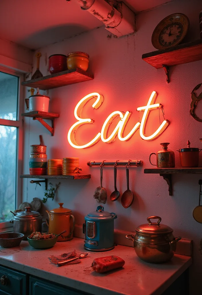 25 Vintage Wall Decor Ideas That Will Transform Your Space Into a Retro Wonderland! - 15. Retro Neon Signs 1