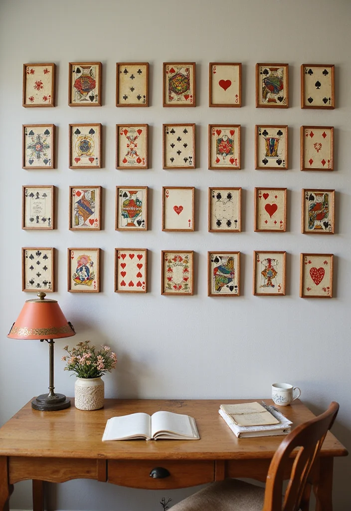 25 Vintage Wall Decor Ideas That Will Transform Your Space Into a Retro Wonderland! - 18. Vintage Playing Cards 1