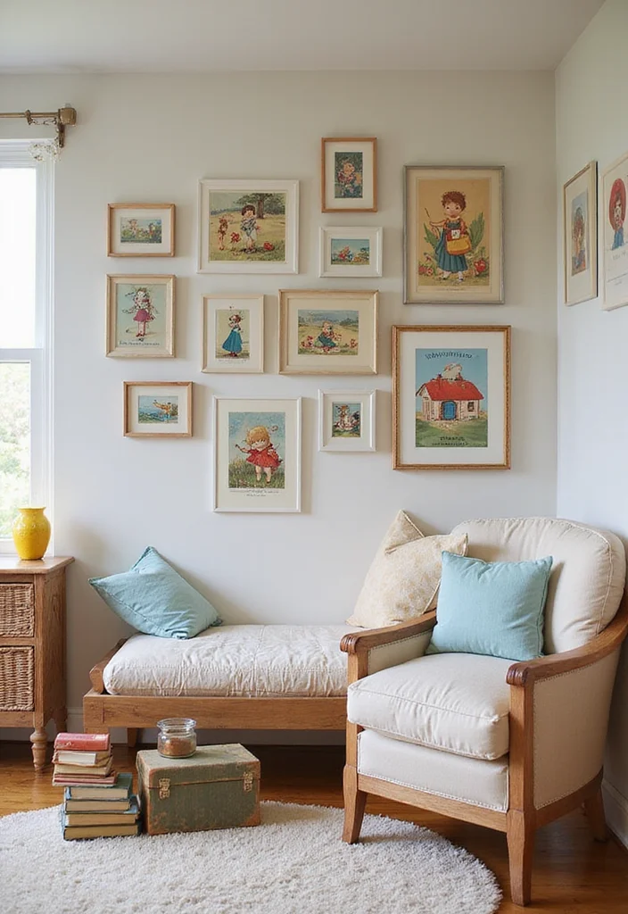 25 Vintage Wall Decor Ideas That Will Transform Your Space Into a Retro Wonderland! - 24. Vintage Children’s Book Illustrations 1