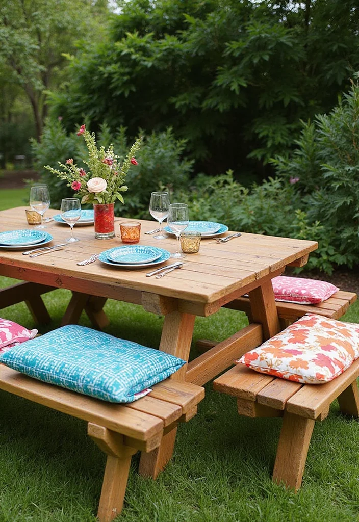 15 Stunning Outdoor Tables That Will Transform Your Patio into an Entertainer's Dream! - 13. Multi-Purpose Picnic Tables 1