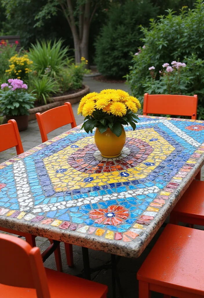 15 Stunning Outdoor Tables That Will Transform Your Patio into an Entertainer's Dream! - 3. Colorful Mosaic Magic 1