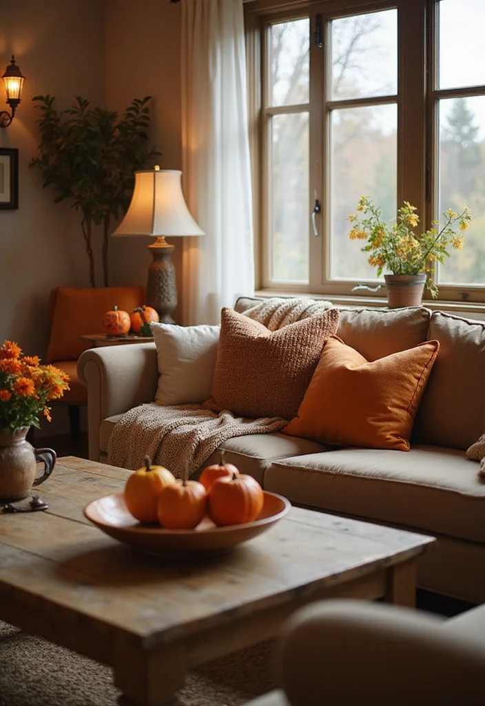 20 Cozy Living Room Ideas That'll Make You Want to Curl Up with a Good Book! (Wait Until You See #11!) - 19. Seasonal Decor 1