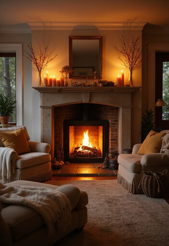 20 Cozy Living Room Ideas That'll Make You Want to Curl Up with a Good Book! (Wait Until You See #11!) - 20. A Cozy Fireplace 1