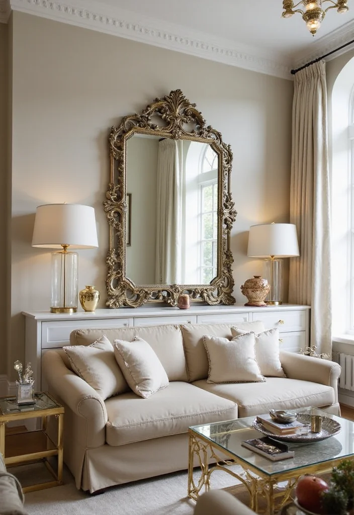 20 Cozy Living Room Ideas That'll Make Your Friends Jealous (You Won't Believe #12!) - 11. Incorporate Reflective Surfaces 1