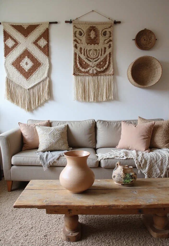 20 Cozy Living Room Ideas That'll Make Your Friends Jealous (You Won't Believe #12!) - 16. Artisanal and Handmade Decor 1