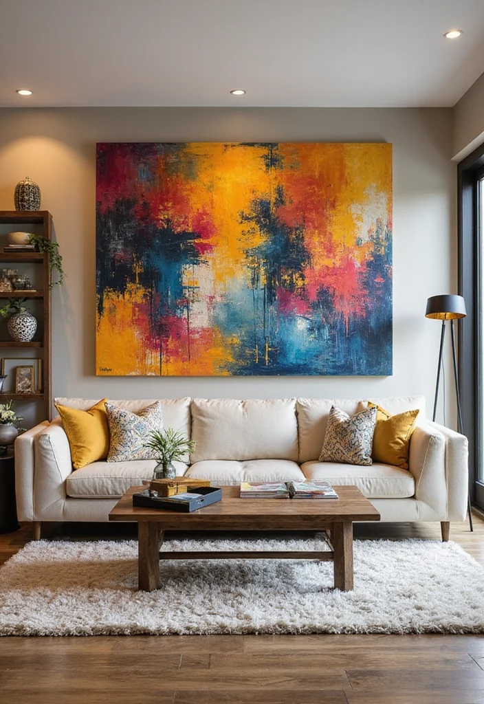 20 Living Room Ideas That'll Make You Want to Curl Up and Never Leave! (#7 Is a Game Changer!) - 5. Statement Wall Art 1