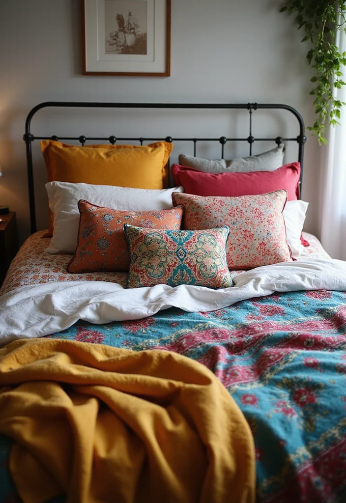 21 Dreamy Bedroom Makeovers That Cost Less Than $100 (You Won't Believe #7!) - 14. Colorful Bedding Update 1