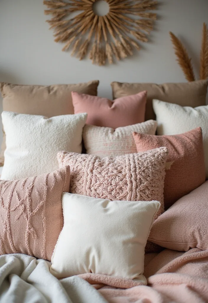 21 Dreamy Bedroom Makeovers That Cost Less Than $100 (You Won't Believe #7!) - 5. Textured Throw Pillows 1