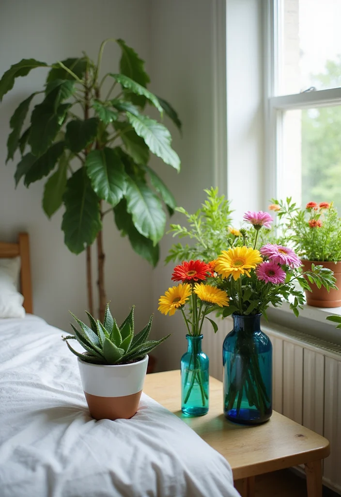 21 Dreamy Bedroom Makeovers That Cost Less Than $100 (You Won't Believe #7!) - 8. Fresh Flowers or Plants 1