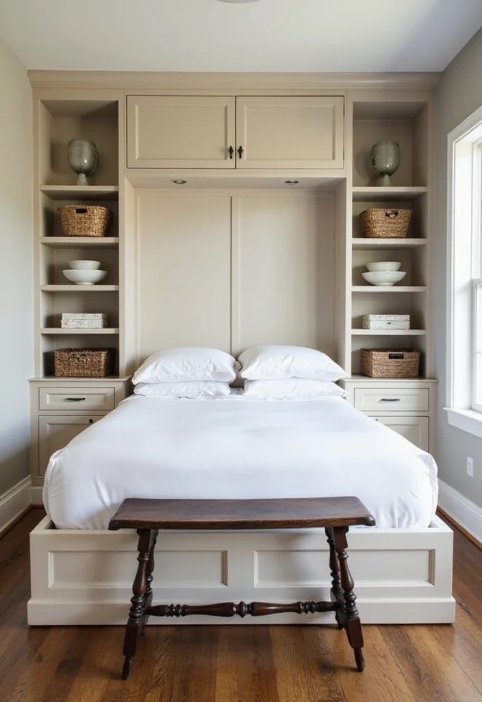 25 Ideas de Decoración de Dormitorio que Transformarán tu Espacio en un Santuario - 21. Espacios de Almacenamiento Creativos 1