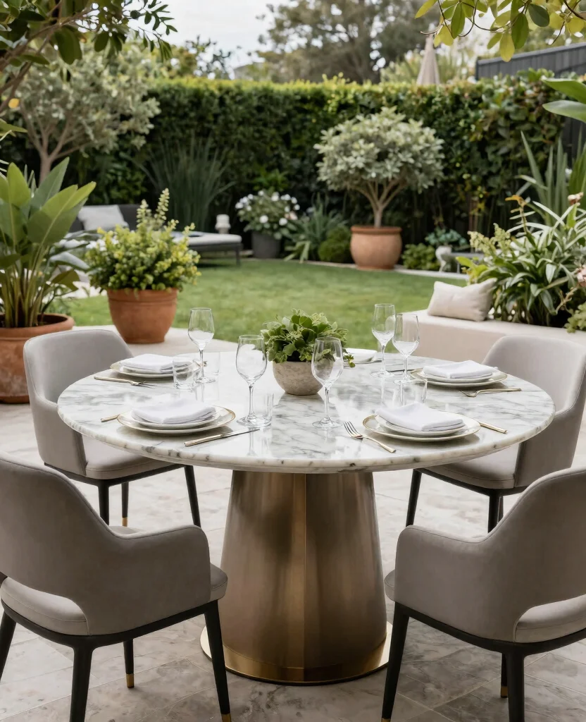 7 Best Outdoor Dining Tables of 2026 - Perfect for Alfresco Gatherings - 5. Luxurious Marble Topped Table 1