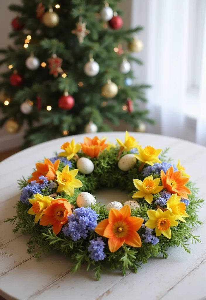 10 Stunning Easter Floral Arrangements That Will Wow Your Guests! - 5. Colorful Spring Flower Wreath 1