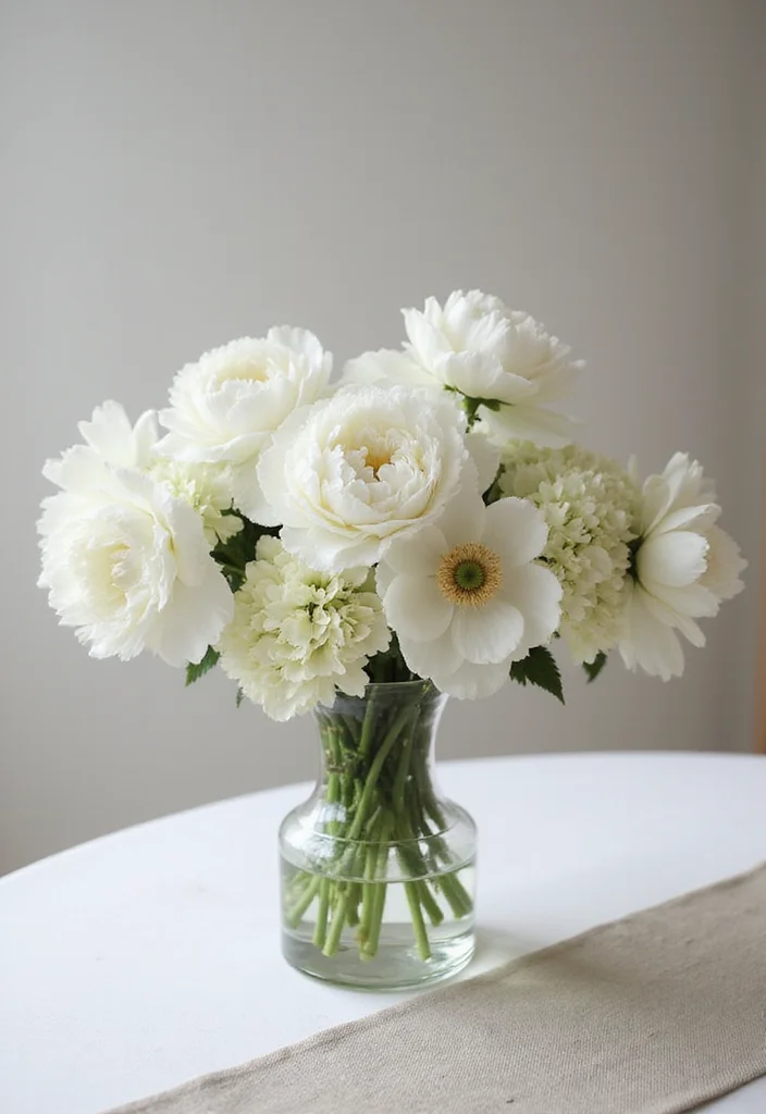 10 Stunning Easter Floral Arrangements That Will Wow Your Guests! - 6. Minimalist White Floral Display 1