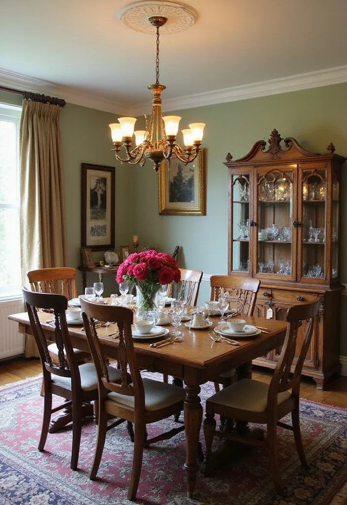 12 Stunning Dining Room Decor Ideas That'll Impress Your Guests (Wait Until You See #5!) - 6. Vintage Elegance: A Timeless Touch 1