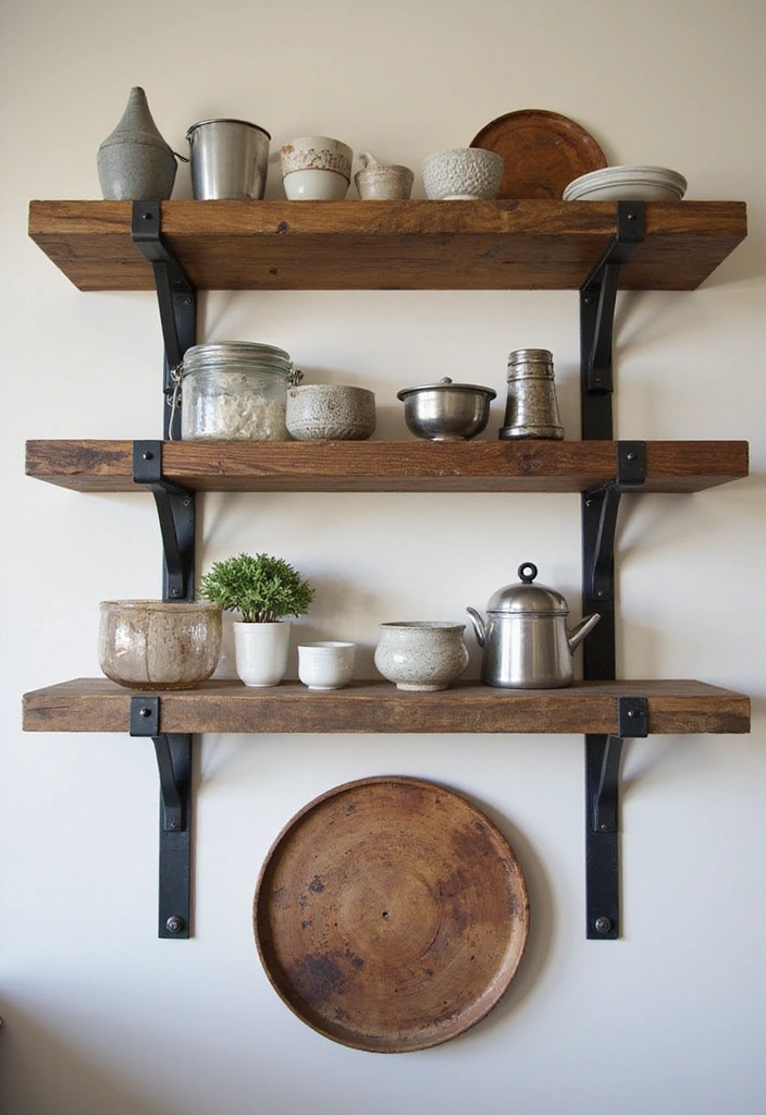 21 Open Kitchen Shelf Designs That Are Both Stylish and Practical (Don’t Miss #7!) - 10. Mixed Material Shelves 1
