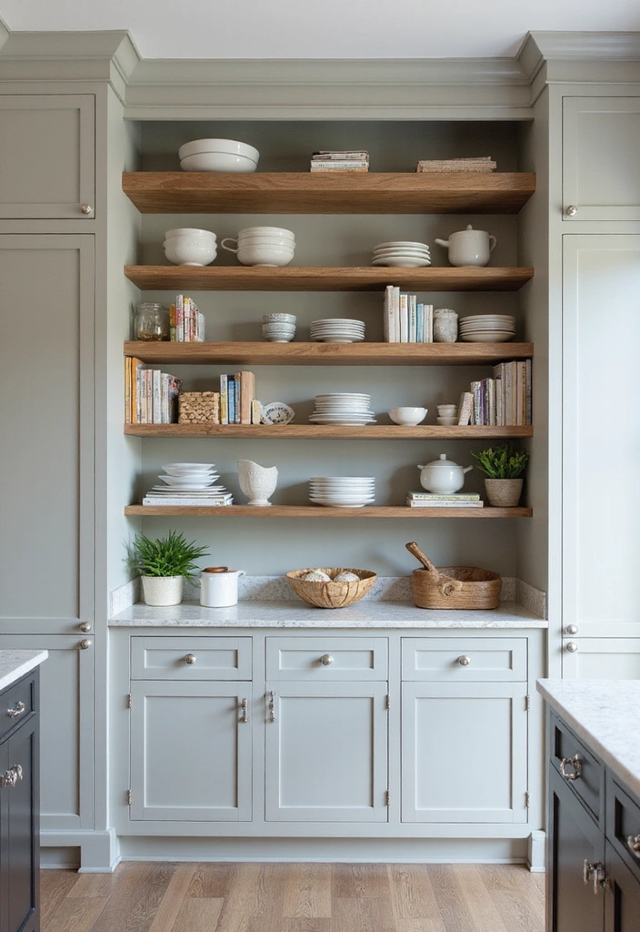 21 Open Kitchen Shelf Designs That Are Both Stylish and Practical (Don’t Miss #7!) - 11. Built-In Open Shelves 1