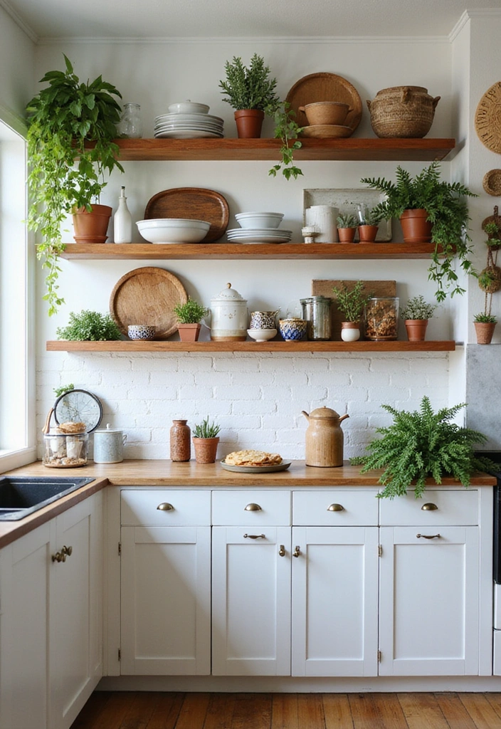21 Open Kitchen Shelf Designs That Are Both Stylish and Practical (Don’t Miss #7!) - 19. Layered Open Shelves 1