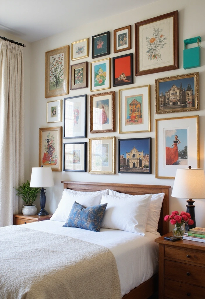 21 Stunning Bedroom Makeovers Under $100 (You Won't Believe #5!) - 2. Gallery Wall Glam 1